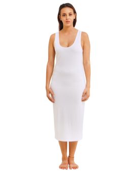 Madison Sleeveless Midi Slip - White