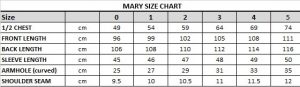Mary Size Chart