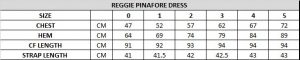 Reggie Pinafore Dress Size Chart
