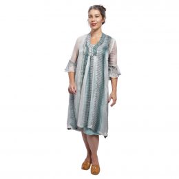 Mary 3/4 Sleeve Dress Silk - Morse Code