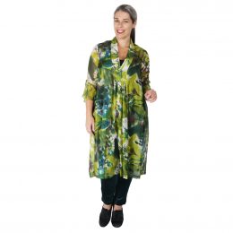 Mary 3/4 Sleeve Dress Silk - Chartreuse Pond