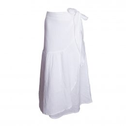 Andrea Linen Wrap Skirt - White