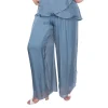 Blue Metal Silk Pants Full Length