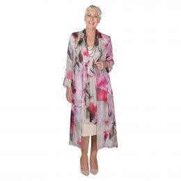 Duster Watercolour Pink Silk Chiffon Coat