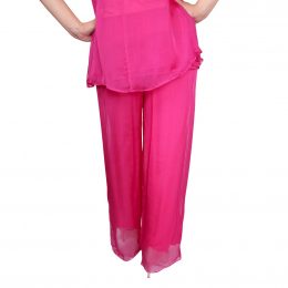 Hot Pink Silk Pant Full Length