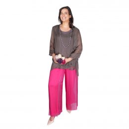 Hot Pink Silk Pant Full Length