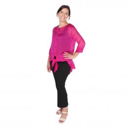 Wanda Tie Silk Jacket 3/4 Sleeve Hot Pink