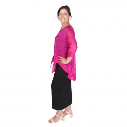 Wanda Tie Silk Jacket 3/4 Sleeve Hot Pink