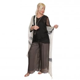 Charcoal Full Length Silk Pant