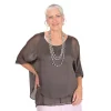 Charcoal Silk Abigail Layered Top | Queen of Everything