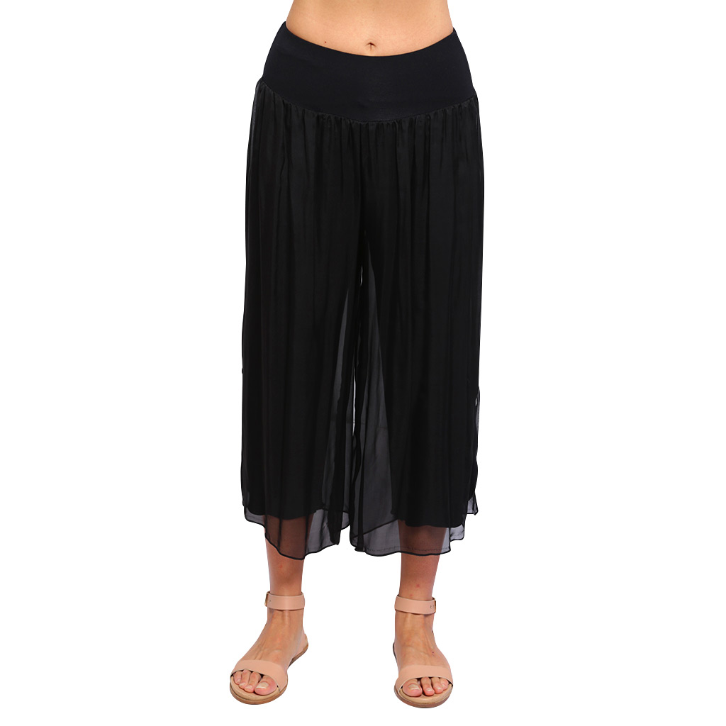 Black Silk Pants 7/8 length by Queen of Everything - Wedding Guest Style